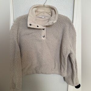 Hippie Rose Cream Ribbed Sherpa Jacket